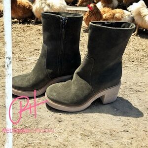 NEW La Canadienne Bringham Waterproof Bootie Chunky Platform Boots Green